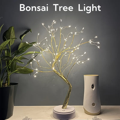 108-LED Bonsai Baum Schreibtischlampe, USB/Batteriebetrieben, Energieeffizient für Weihnachten