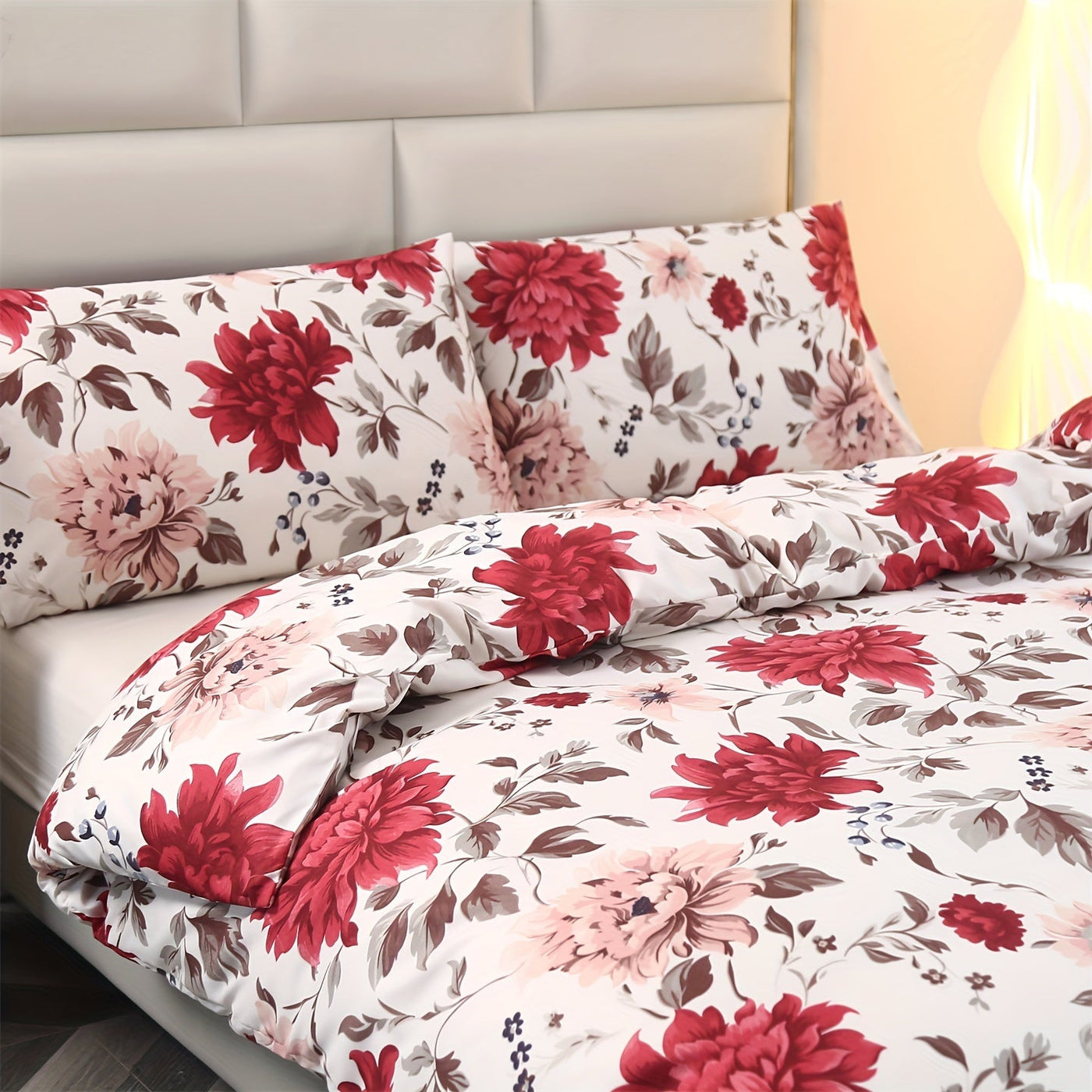 3-teiliges Blumenmuster Bettwäsche-Set – Weich & Bequem, Ohne Füllung