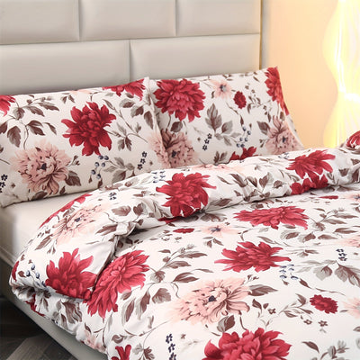 3-teiliges Blumenmuster Bettwäsche-Set – Weich & Bequem, Ohne Füllung