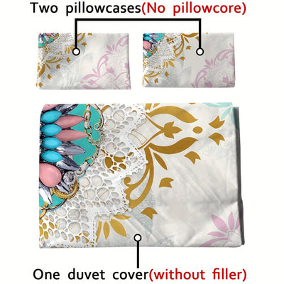 Weiches Bettwäsche-Set – 3-teilig, Blumenmuster, gemütlich