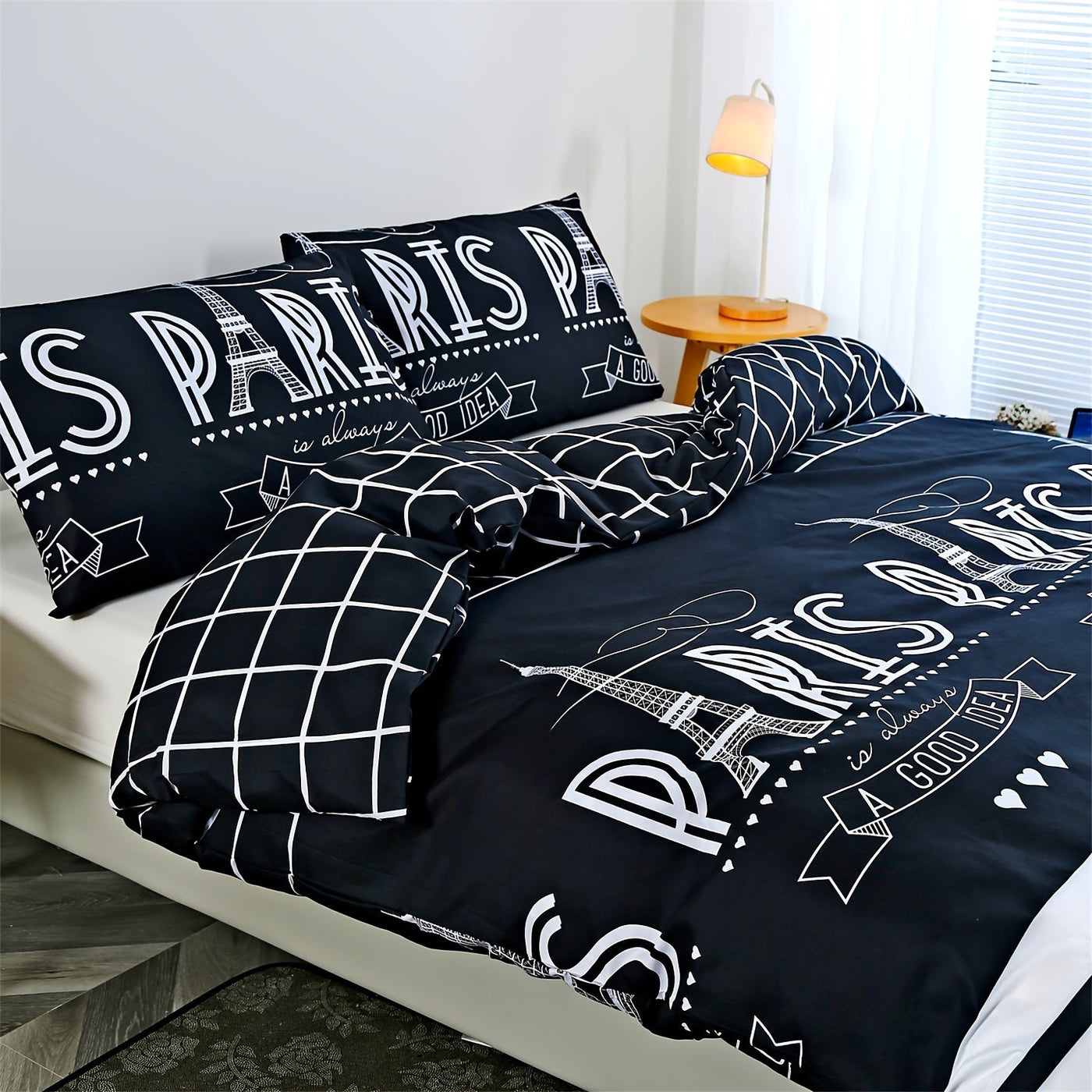 3-teiliges Gestreiftes Bettbezug-Set – Weiches Polyester, Atmungsaktiv