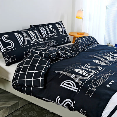 3-teiliges Gestreiftes Bettbezug-Set – Weiches Polyester, Atmungsaktiv