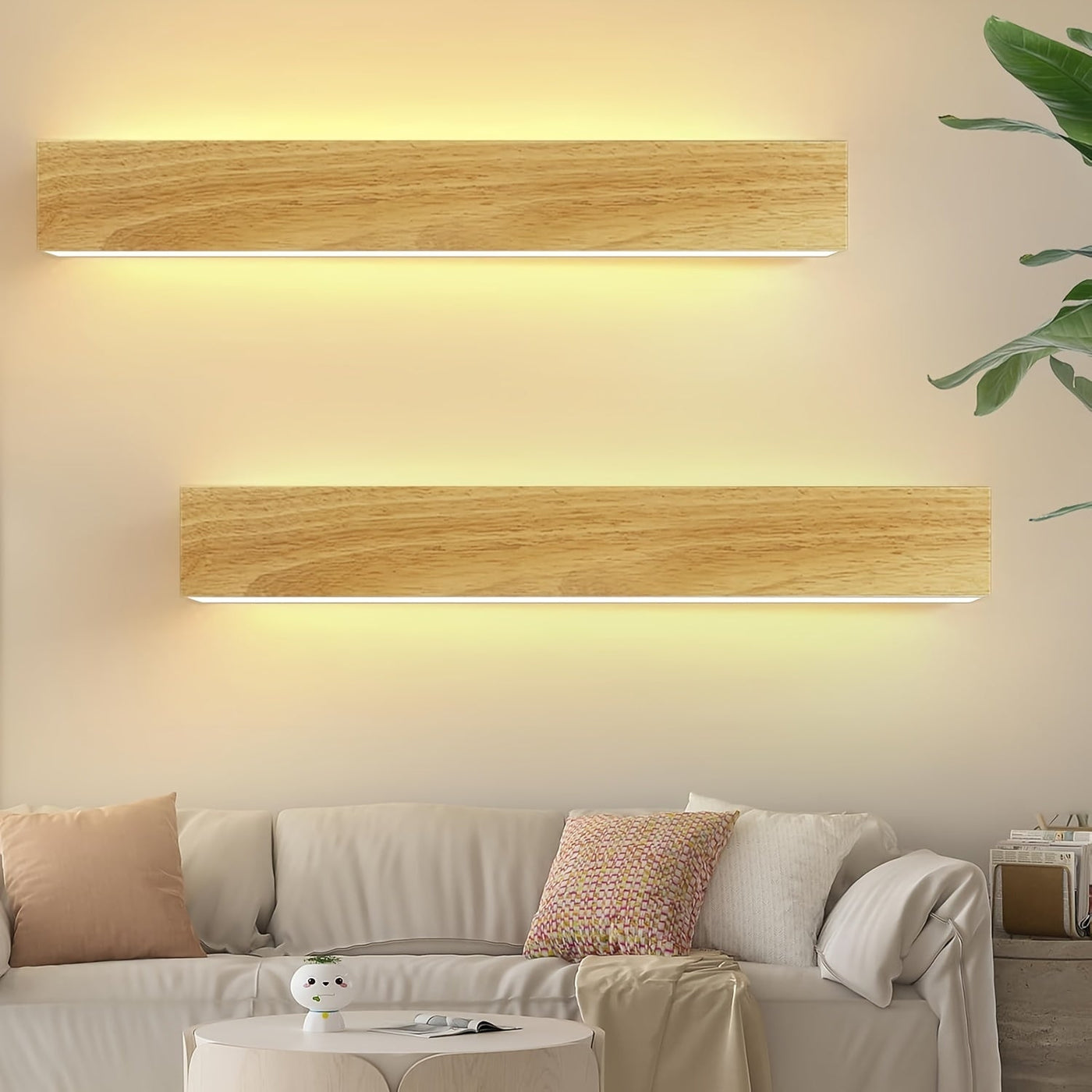 Winter LED Wandlampe, Holzfarbe, Warmweiß