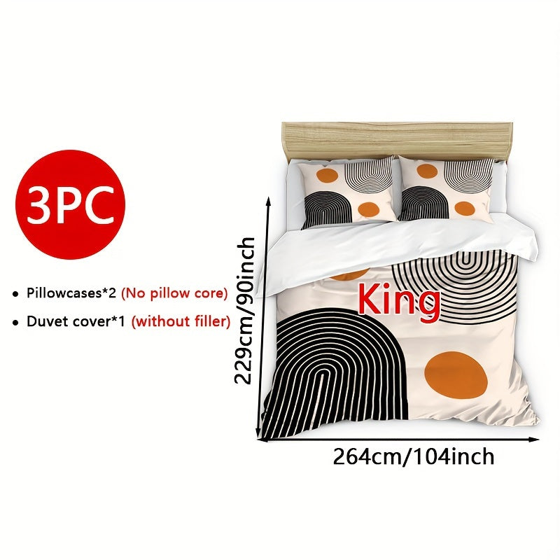 3-teiliges Bettwäsche-Set – Kreismuster, Weich & Atmungsaktiv