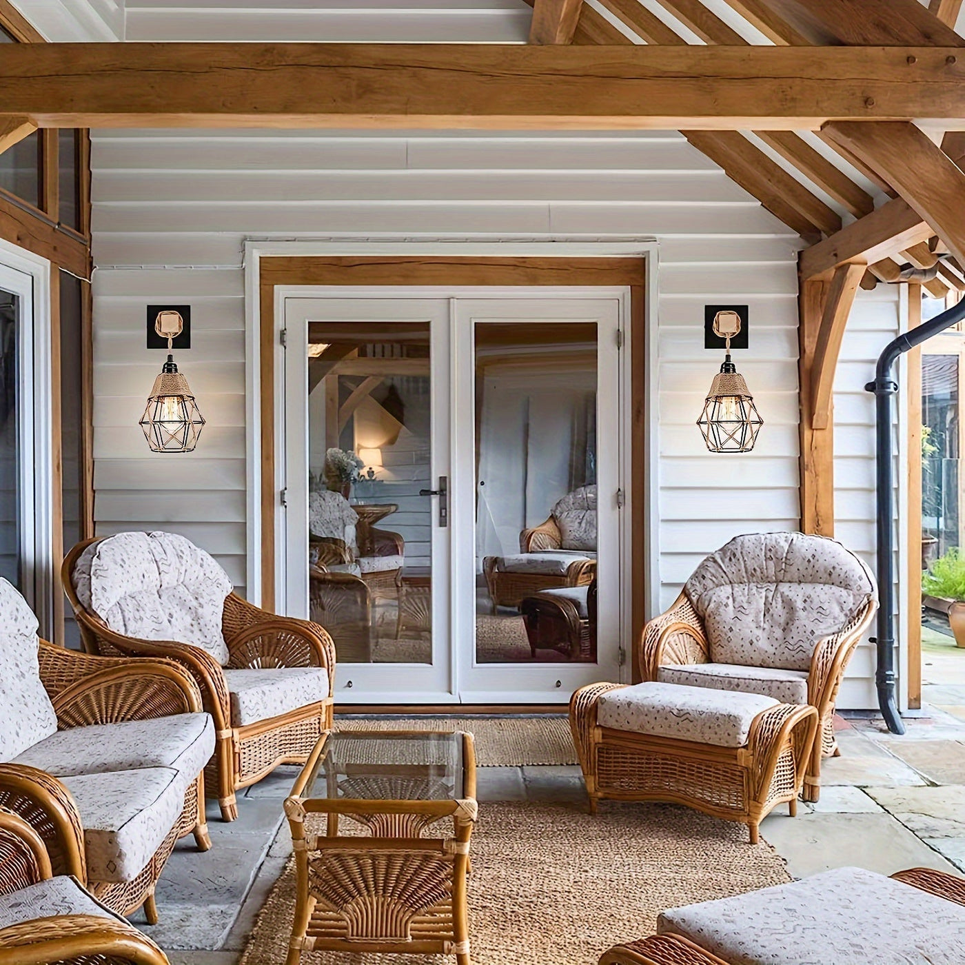 1 Stück Rustikale Wandlampe im Landhausstil mit antiken Metallakzenten