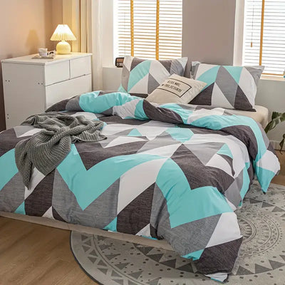 3-teiliges Bettwäsche-Set mit Farbblockdruck