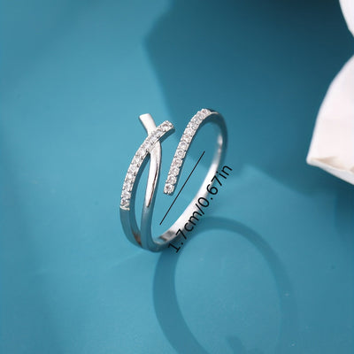 1er Exquisiter Armreifenring, Funkelnder Zirkonia, Verstellbar