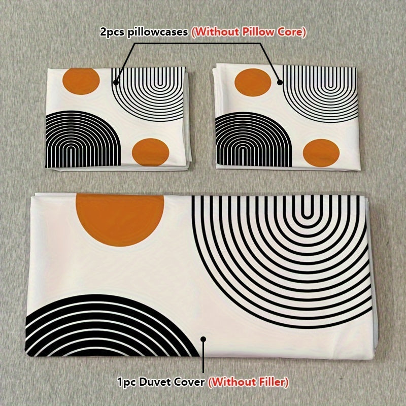 3-teiliges Bettwäsche-Set – Kreismuster, Weich & Atmungsaktiv