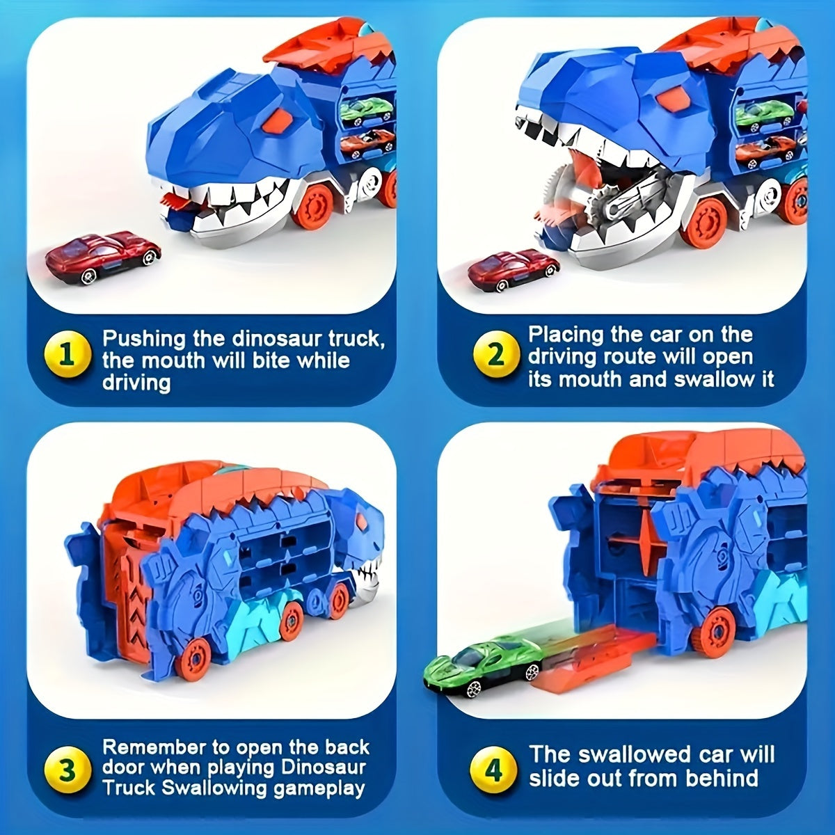 25-Zoll Dinosaurier-Truck – Faltbare Schiebespur & T-Rex-Transformation