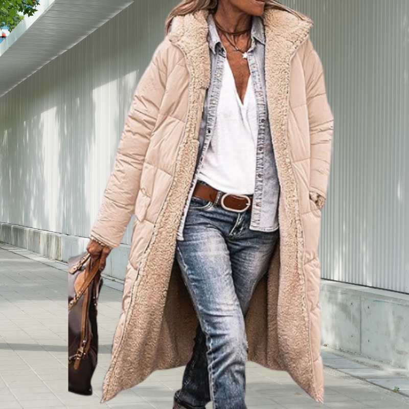 Winterjacke Damen Lang Geschnitten | Mit Kapuze und Taschen
