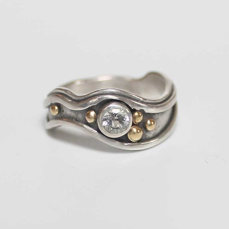 Vintage Silber und Kristall Marine Ring