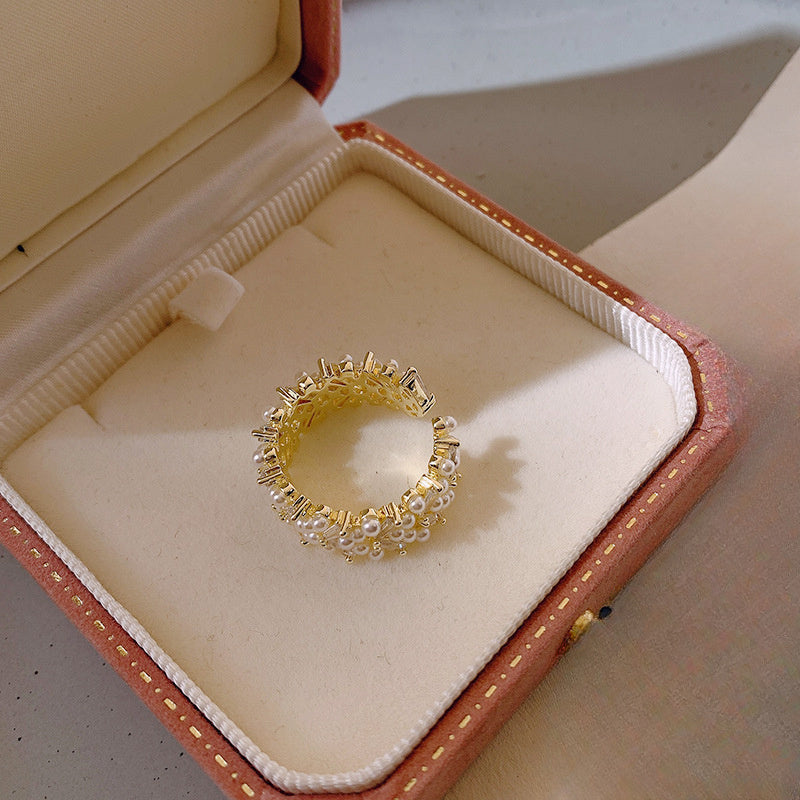 Zirkonia Blatt Öffnung Hochwertiger Kalter Wind Damen Mode Nischen Design