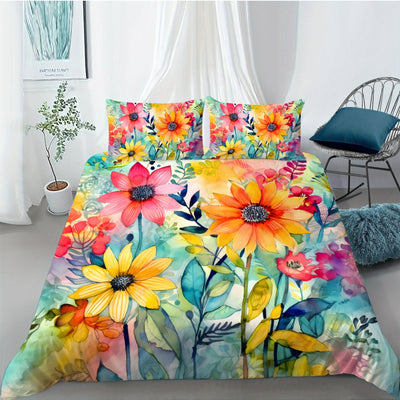 3-teiliges Sonnenblumen Bettwäsche-Set – Weich, Digital Bedruckt, Maschinenwaschbar