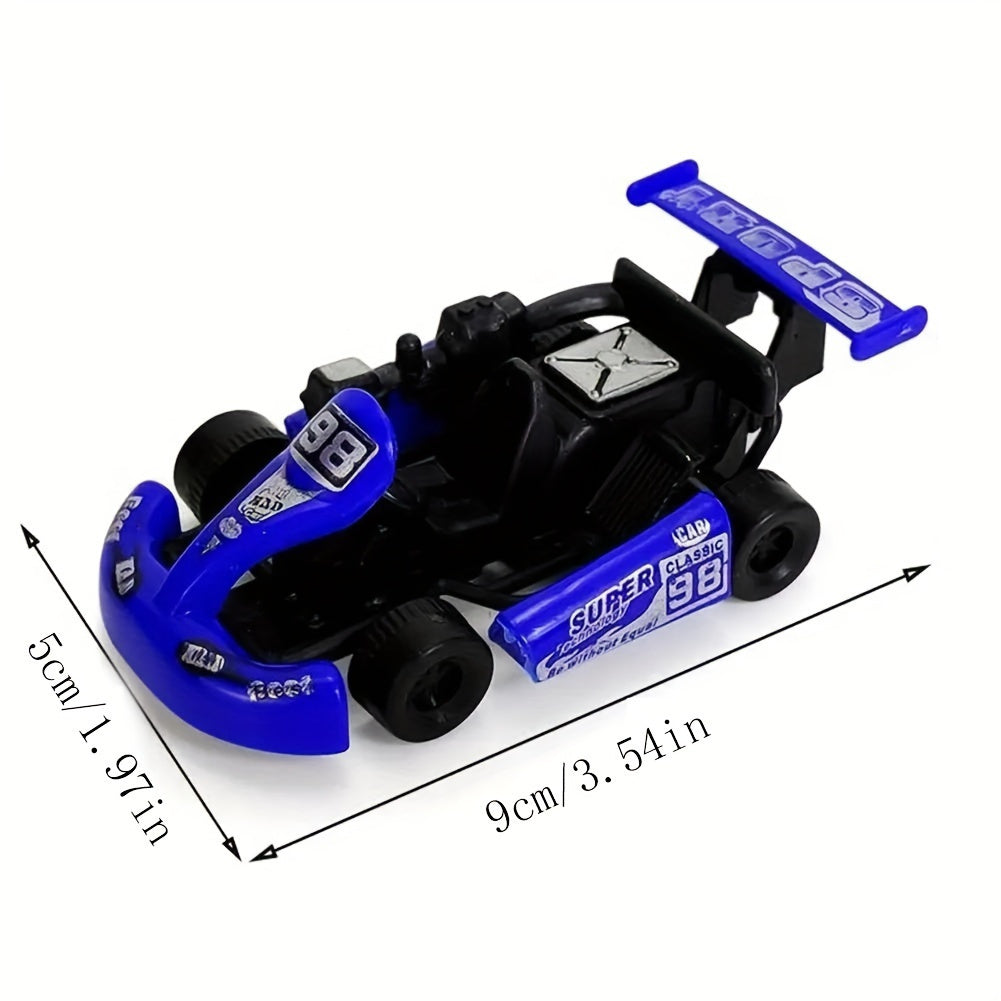 6 Stück Mini Plastik Karikatur zurückziehen Rennwagen