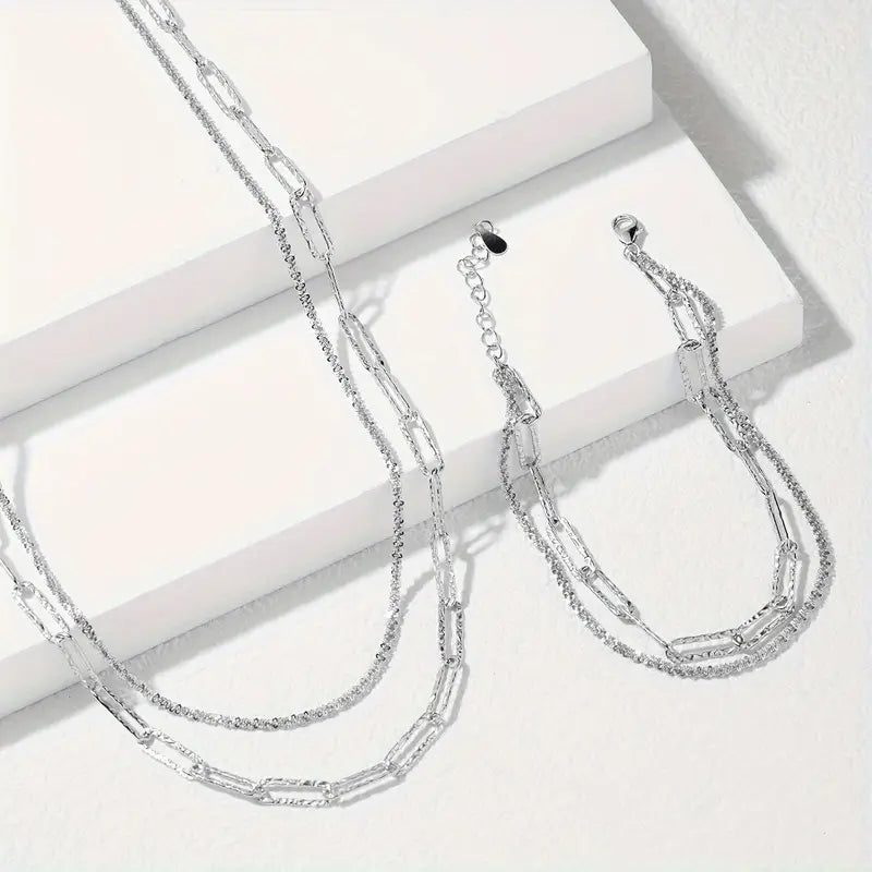 2er Set Noble 925 Silber Kette & Armband