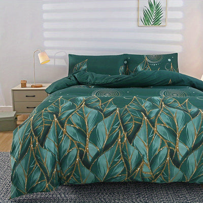 3-teiliges Bettwäsche-Set – Geometrisches Blumenmuster, Weiches Polyester