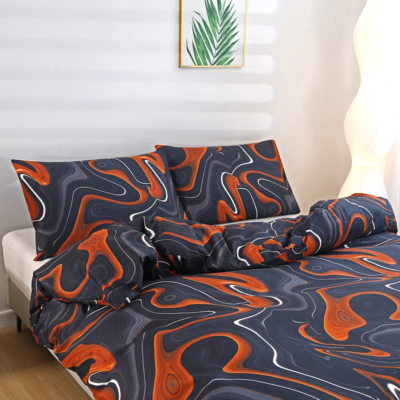 3-teiliges Bettwäsche-Set mit Pflanzenmuster, 100% Polyester, Atmungsaktiv