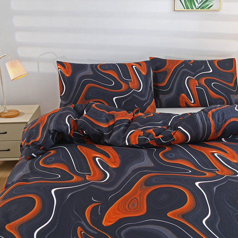 3-teiliges Bettwäsche-Set mit Pflanzenmuster, 100% Polyester, Atmungsaktiv