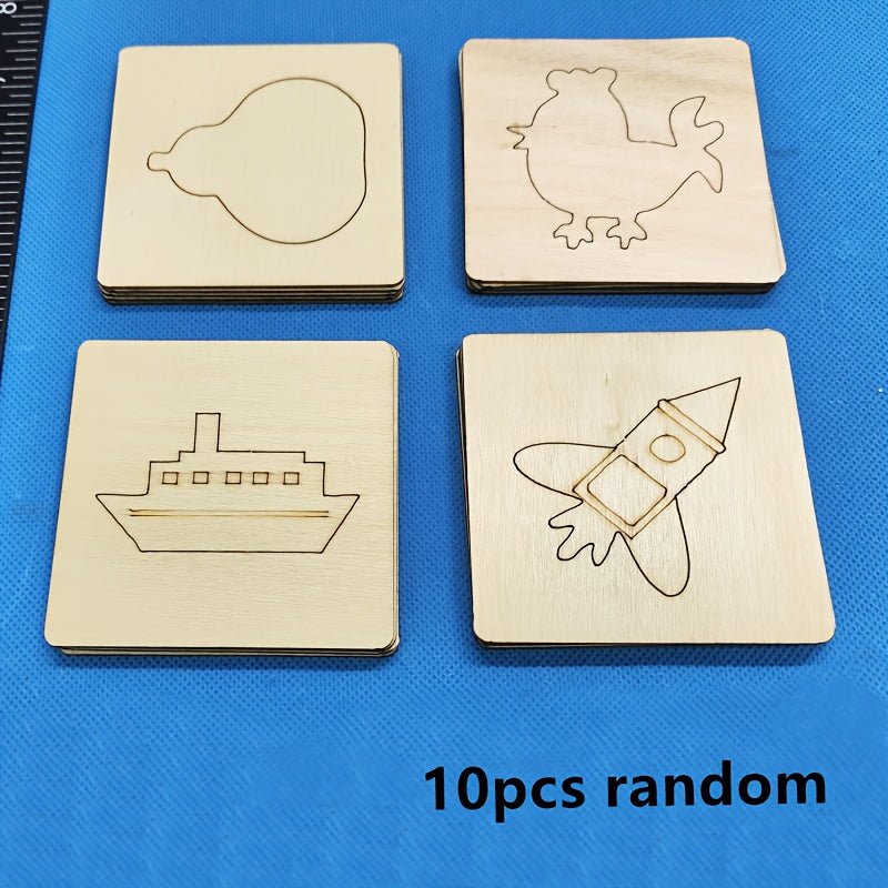 10-teiliges Holz-Lernspielzeug – Kreatives Bastel- und Malset für Kinder