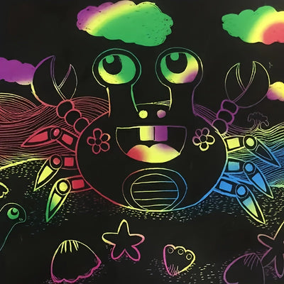 50er Set magisches Kratzpapier mit Bambus-Stiften