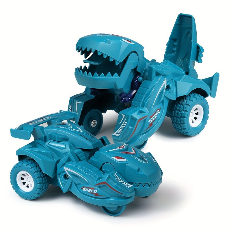 2-in-1 Dinosaurier-Auto Spielzeug – Automatisch & Manuell, Blau
