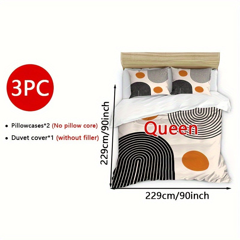 3-teiliges Bettwäsche-Set – Kreismuster, Weich & Atmungsaktiv