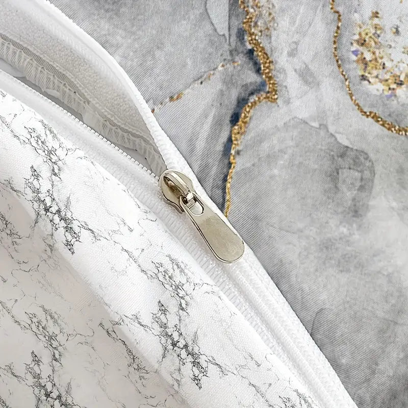 3-teiliges Fashion Bettwäsche-Set mit Marmor-Federprint