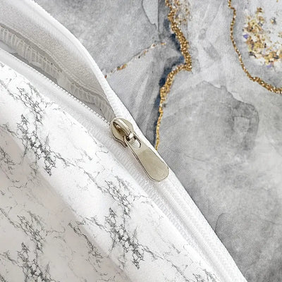 3-teiliges Fashion Bettwäsche-Set mit Marmor-Federprint