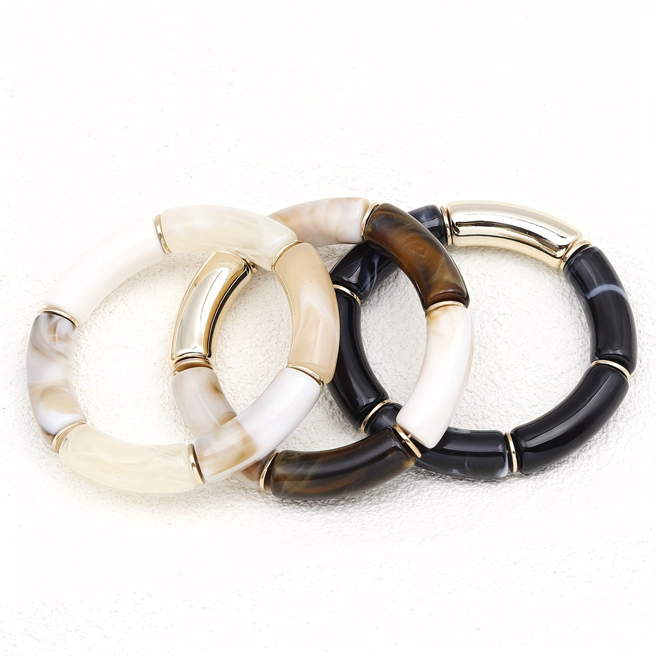 3er Set Böhmische Acryl Armreifen – Vintage, Verstellbar, Ideal für Alltag