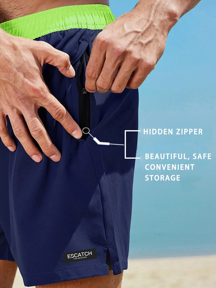 2-in-1-Shorts – zweilagige Herren-Badeshorts mit Kordelzug