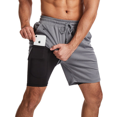2-in-1-Shorts – zweilagige Herren-Badeshorts mit Kordelzug