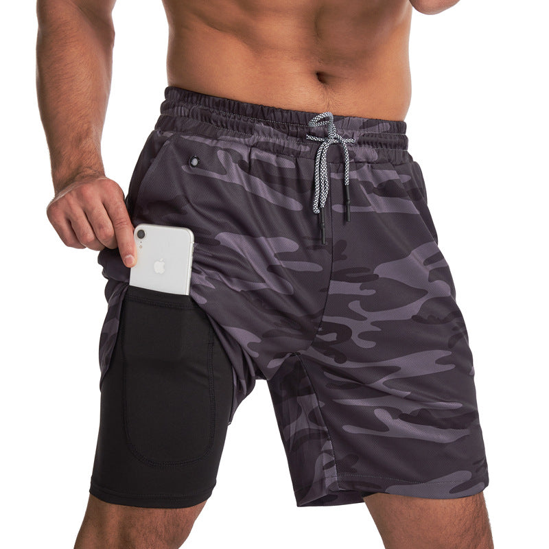 2-in-1-Shorts – zweilagige Herren-Badeshorts mit Kordelzug
