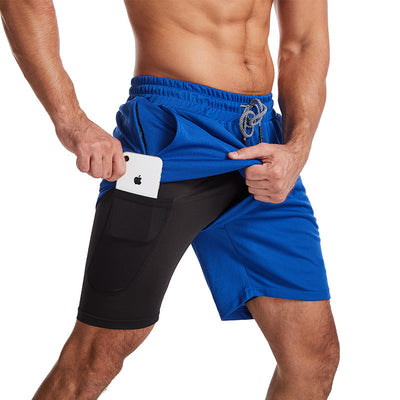 2-in-1-Shorts – zweilagige Herren-Badeshorts mit Kordelzug