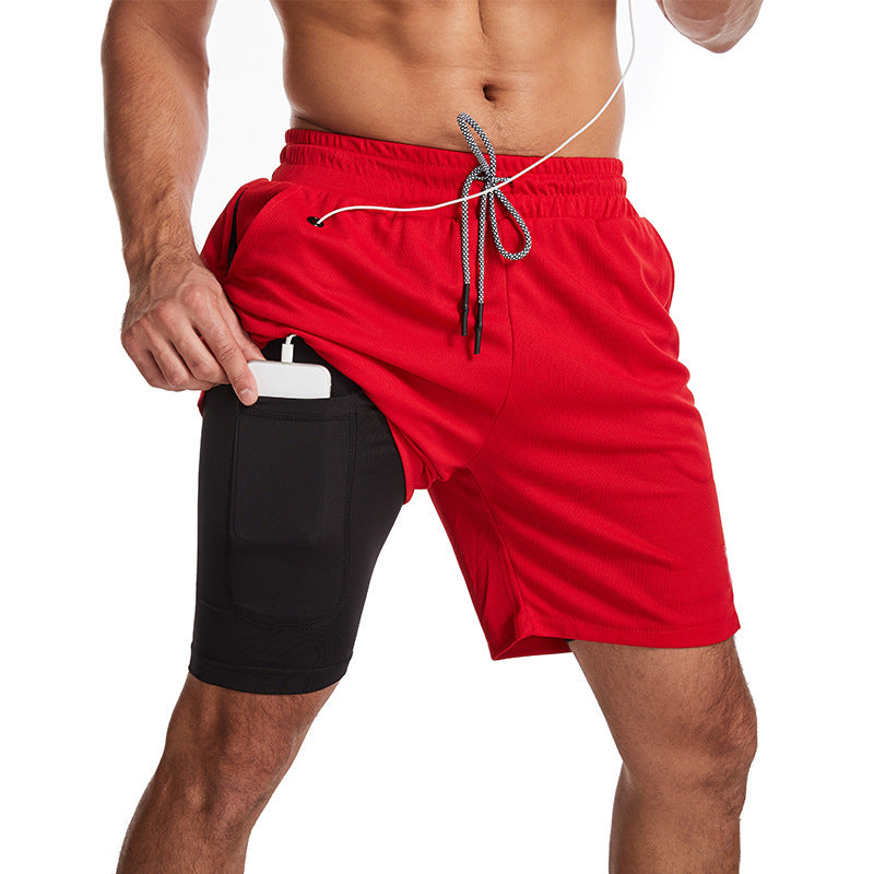 2-in-1-Shorts – zweilagige Herren-Badeshorts mit Kordelzug