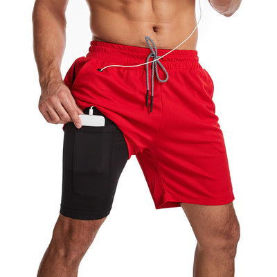 2-in-1-Shorts – zweilagige Herren-Badeshorts mit Kordelzug