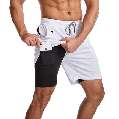 2-in-1-Shorts – zweilagige Herren-Badeshorts mit Kordelzug