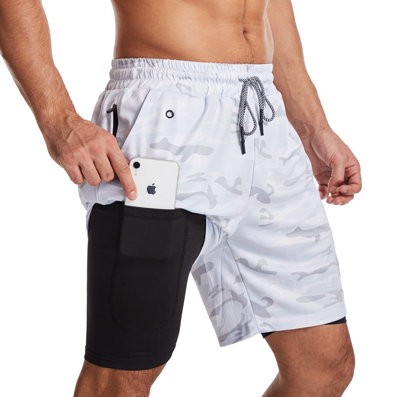 2-in-1-Shorts – zweilagige Herren-Badeshorts mit Kordelzug