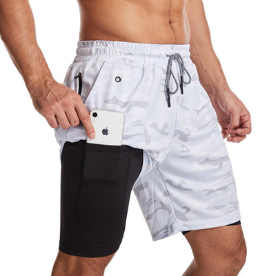 2-in-1-Shorts – zweilagige Herren-Badeshorts mit Kordelzug