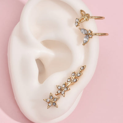 4er-Set Hohle Kreative Schmetterling Stern Blatt Ohrringe