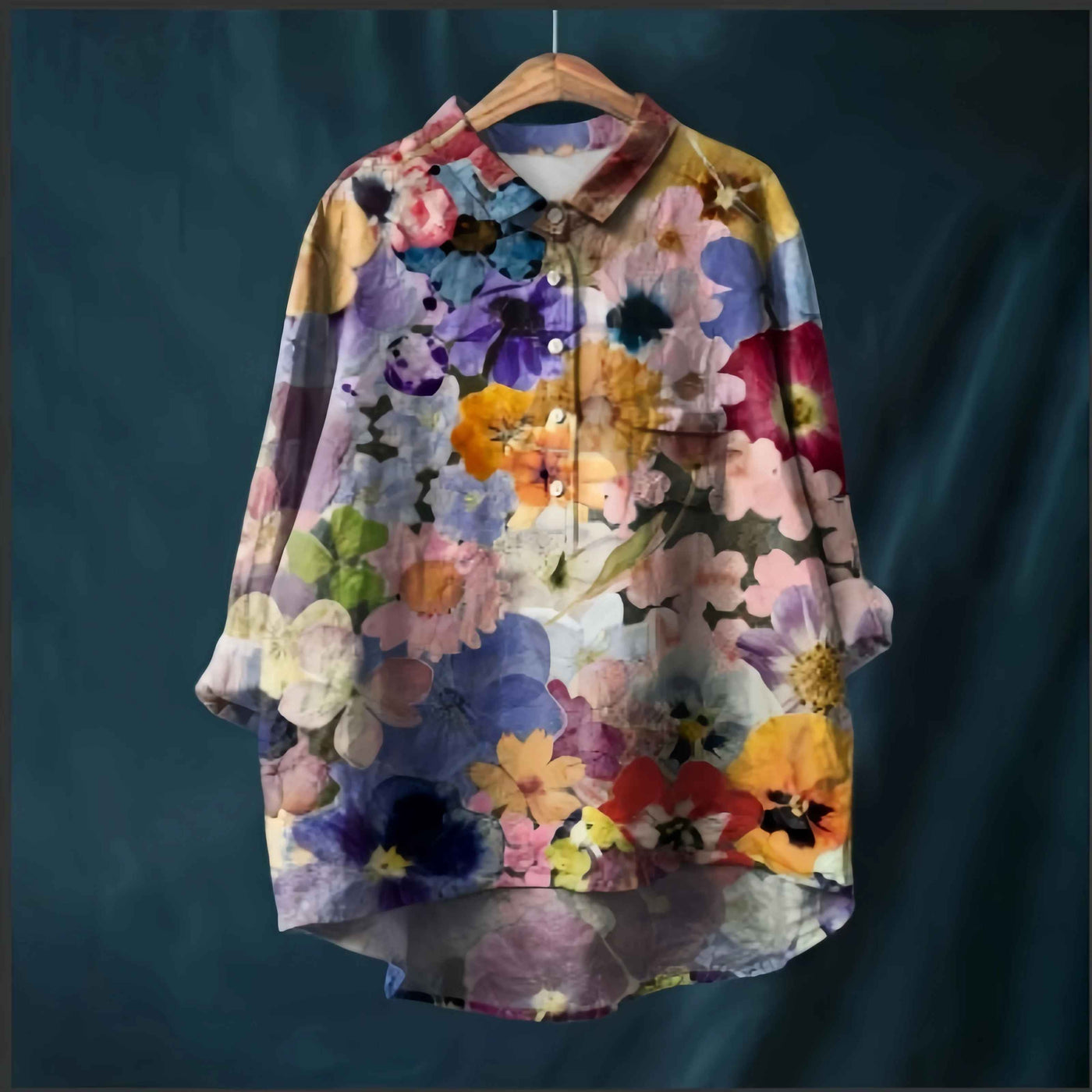 Wilhelmine | Hemd mit Vintage-Blumen-Kunstdruck