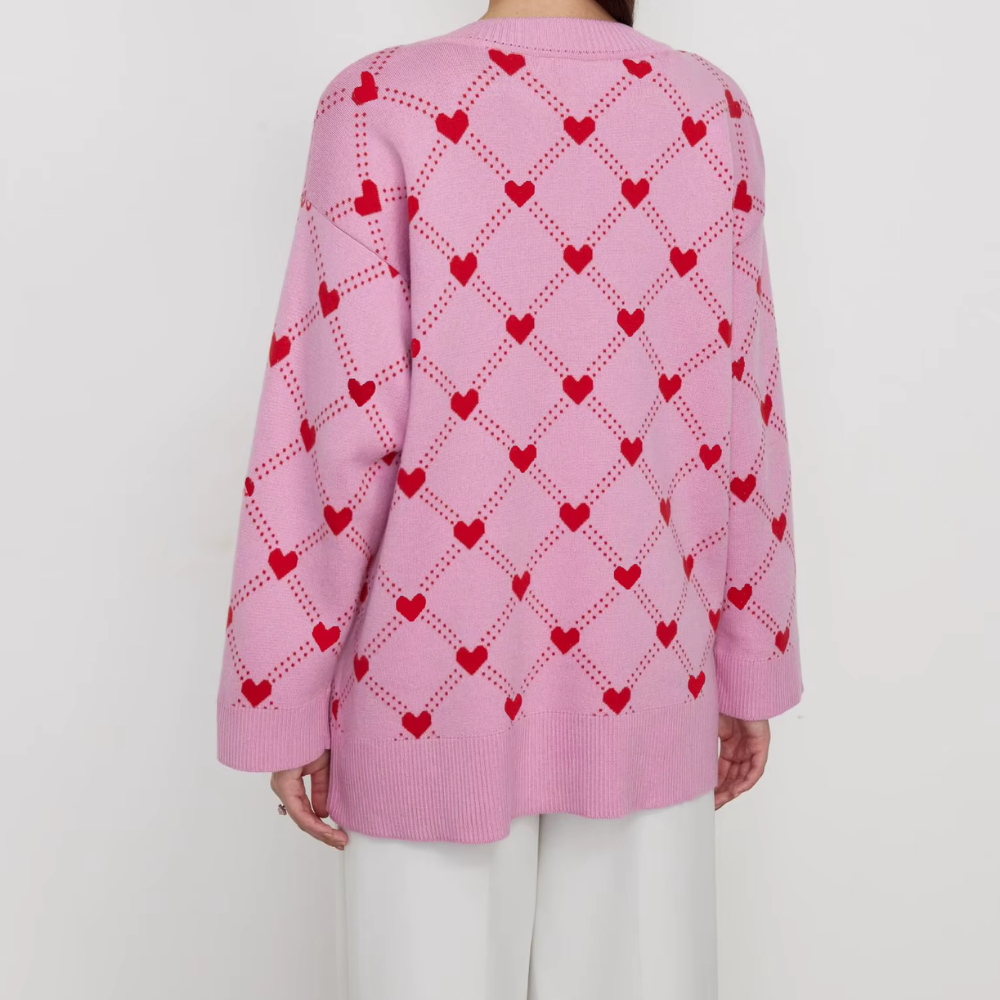 Wibke – Romantische Strickjacke mit Herzmuster