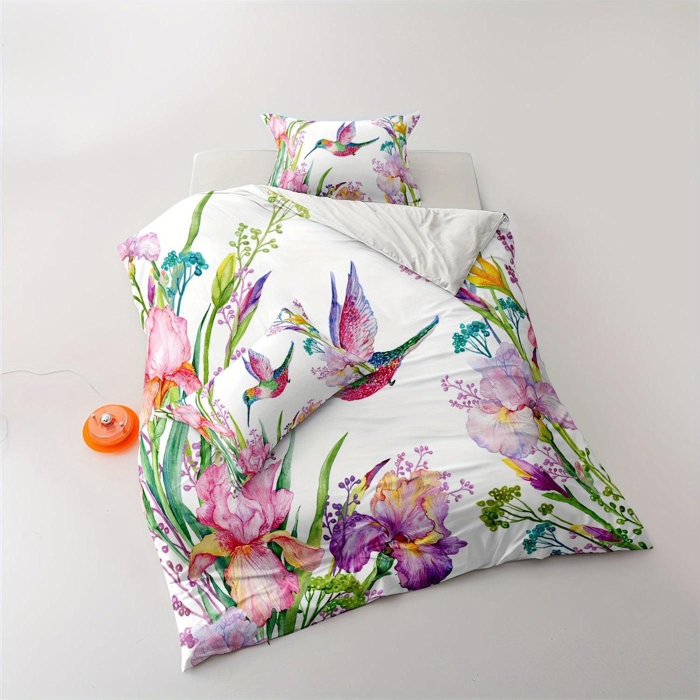 3-teiliges Blumen Bettwäsche-Set – Weich, Frühlingsdesign, Vogelmuster, Maschinenwaschbar