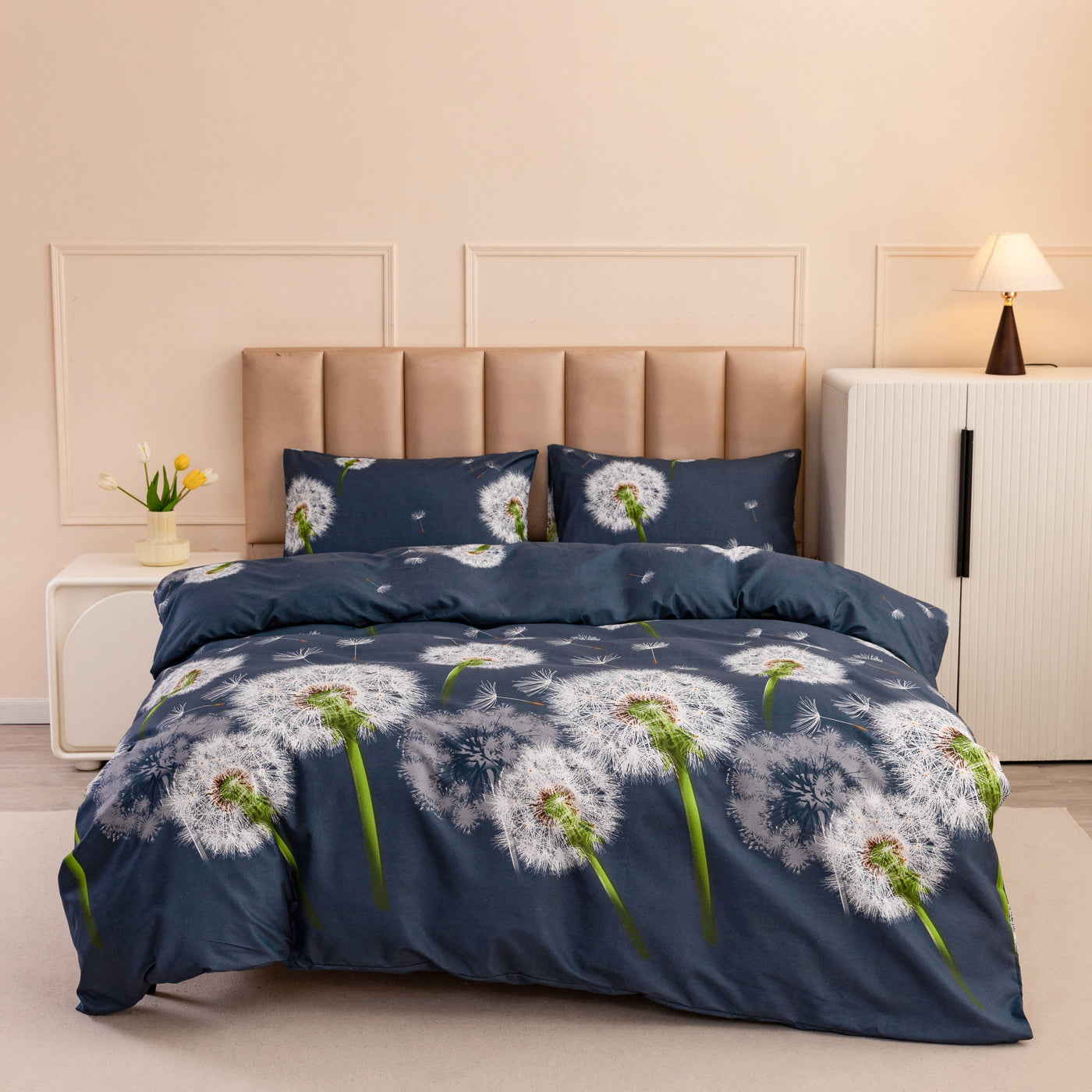 3-teiliges Blumen-Bettwäsche-Set – Atmungsaktiv, Maschinenwaschbar, Polyester