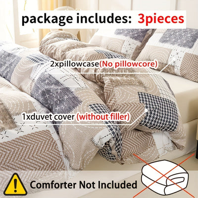 3-teiliges Geometrisches Bettwäsche-Set – Polyester Mikrofaser, Maschinenwaschbar