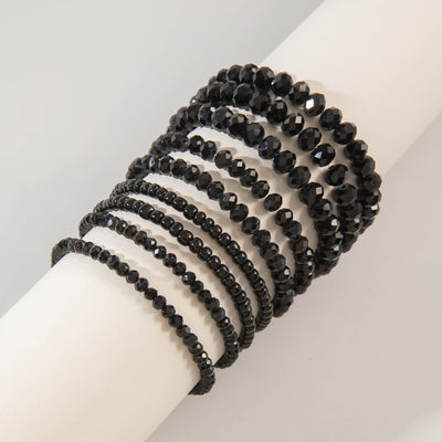 9er-Set Boho Schwarze Perlenharz Armbänder – Stretch, Für Alltag & Partys