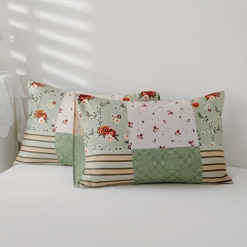 3-teiliges Bettbezug-Set mit Blumenmuster – Weiches Polyester, Reißverschluss, King-Size