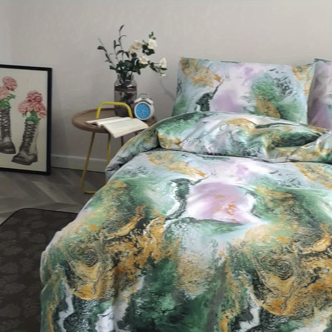 3-teiliges Marmor-Bettwäsche-Set, Weich, Atmungsaktiv, Für Schlafzimmer