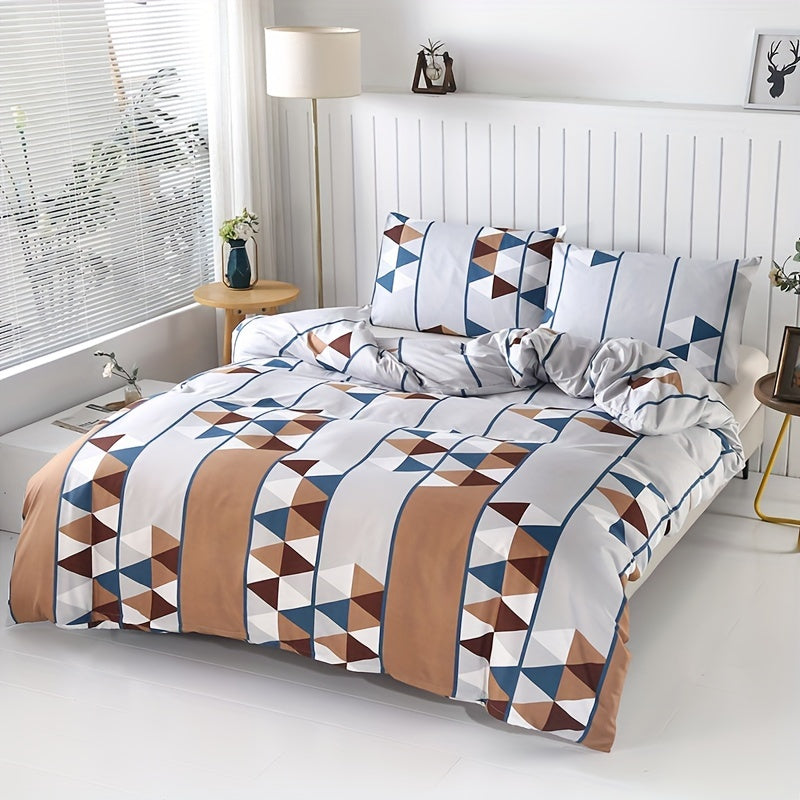 3-teiliges Bettbezug-Set – Hautfreundlich, Blumenmuster & Geometrisch