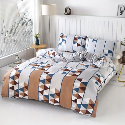 3-teiliges Bettbezug-Set – Hautfreundlich, Blumenmuster & Geometrisch