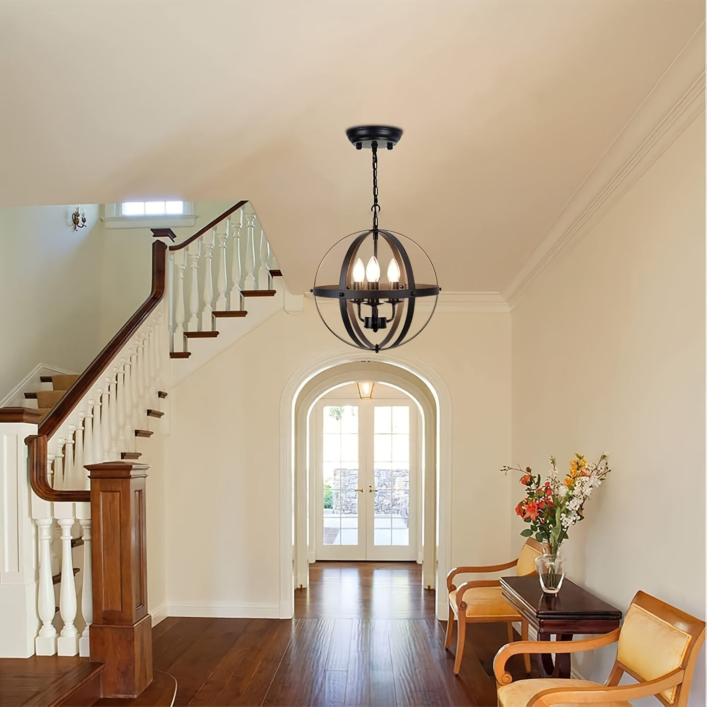 3-flammige Pendelleuchte Schwarz, Verstellbar, E14 für Küche, Esszimmer